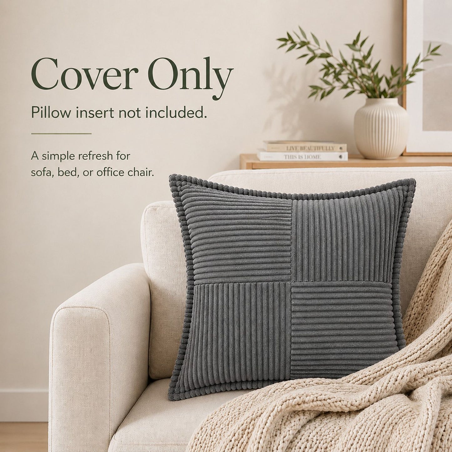 Soft Corduroy Decorative Throw Pillow Cover Geometric Accent Cushion Cover for Sofa Bed