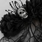 Halloween Floral Skull Headband with Spiderweb Lace Veil
