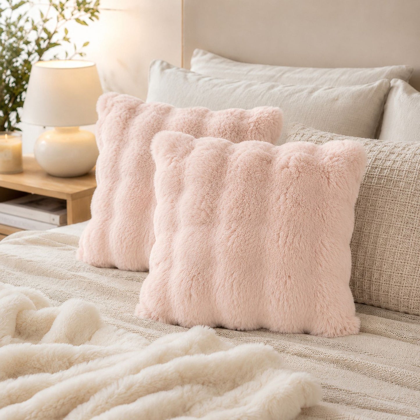 Plush Shaggy Decorative Throw Pillow Cover Soft Accent Cushion Cover for Sofa Bed