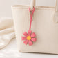 Pink Faux Leather Flower Bag Charm Purse Accessory with Loop Strap