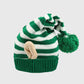 Christmas Elf Striped Knit Hat Striped Beanie with Pom-Pom & Elf Ears for Holiday Parties & Festive Decor