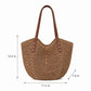 Woven Straw Tote Bag Large Capacity Shoulder Handbag Vacation Beach Everyday Carryall