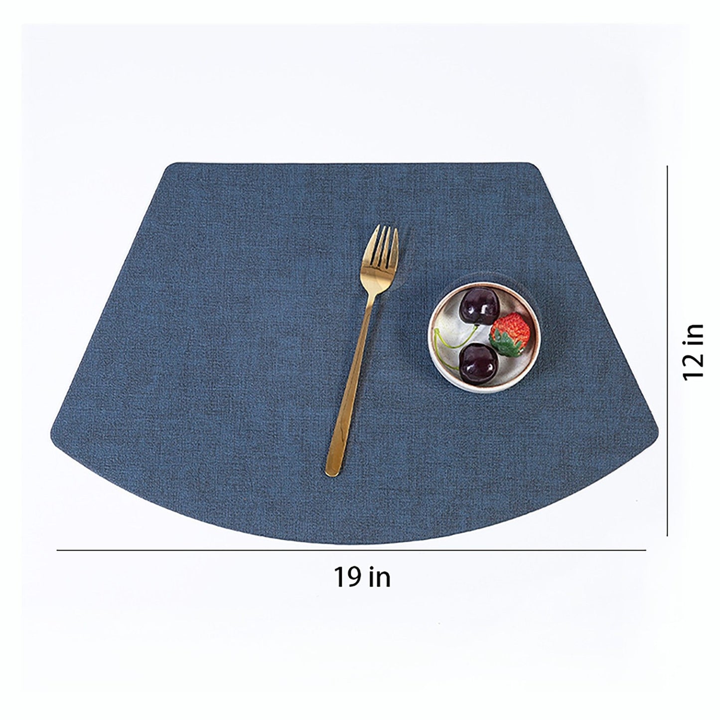 6 Piece Fan Shaped Faux Linen Placemat Set Waterproof Heat Resistant Table Mats for Dining Table