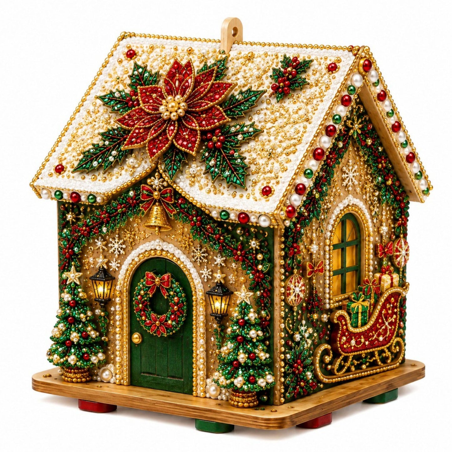DIY Pearl Art Christmas Birdhouse Craft Kit with 3D Holiday Design