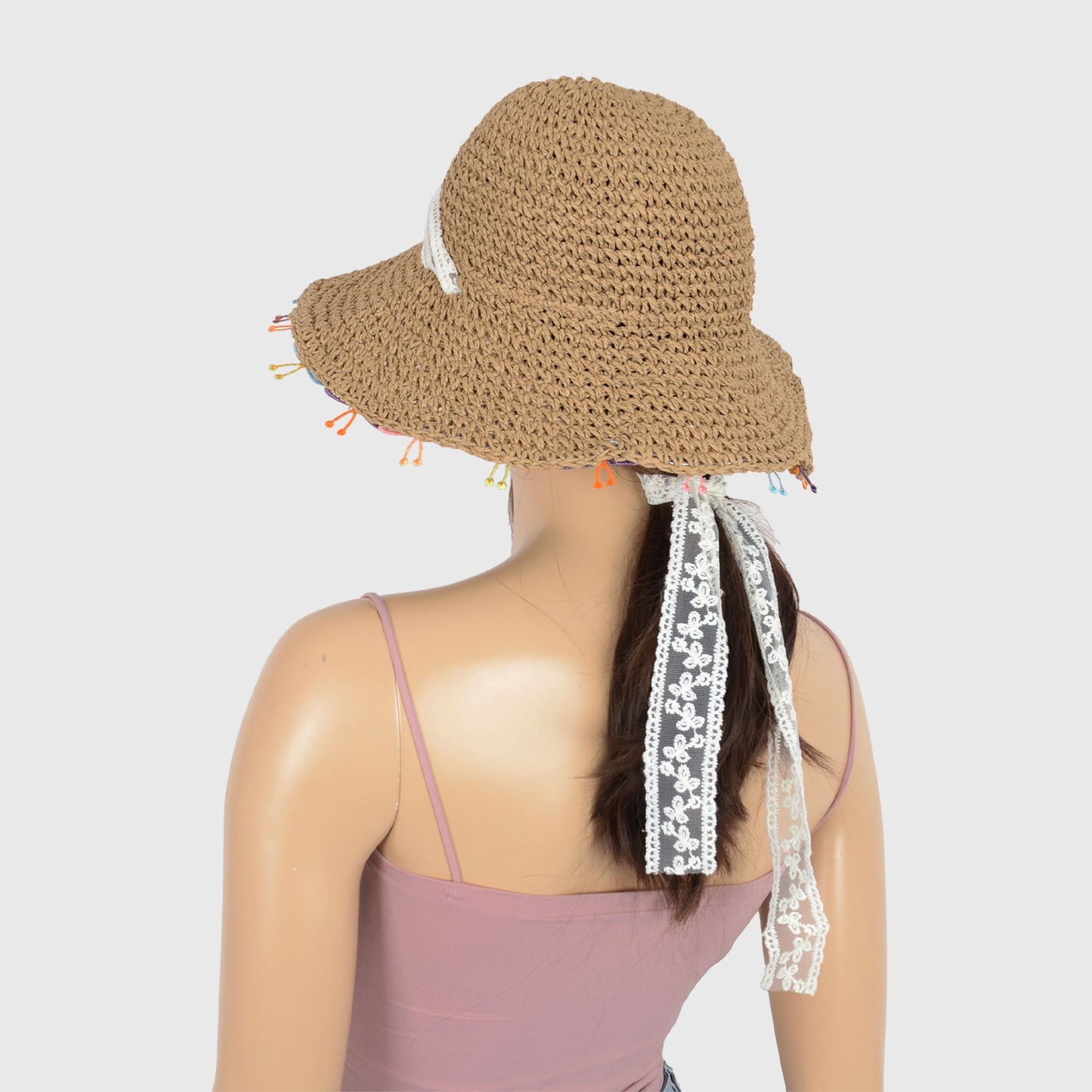 Colorful Butterfly - Embellished Straw Sun Hat