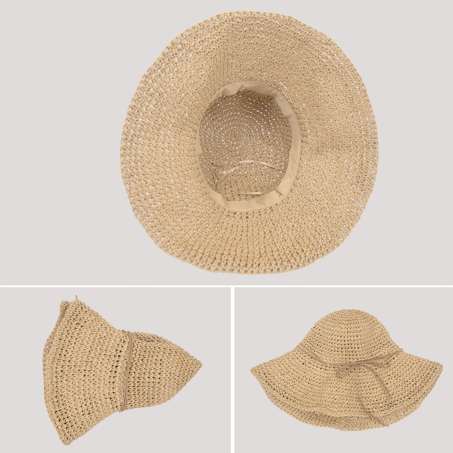 Woven Floppy Sun Hat with Rounded Crown and Decorative Bow Detail for Elegant Summer Shade and Vacation Style