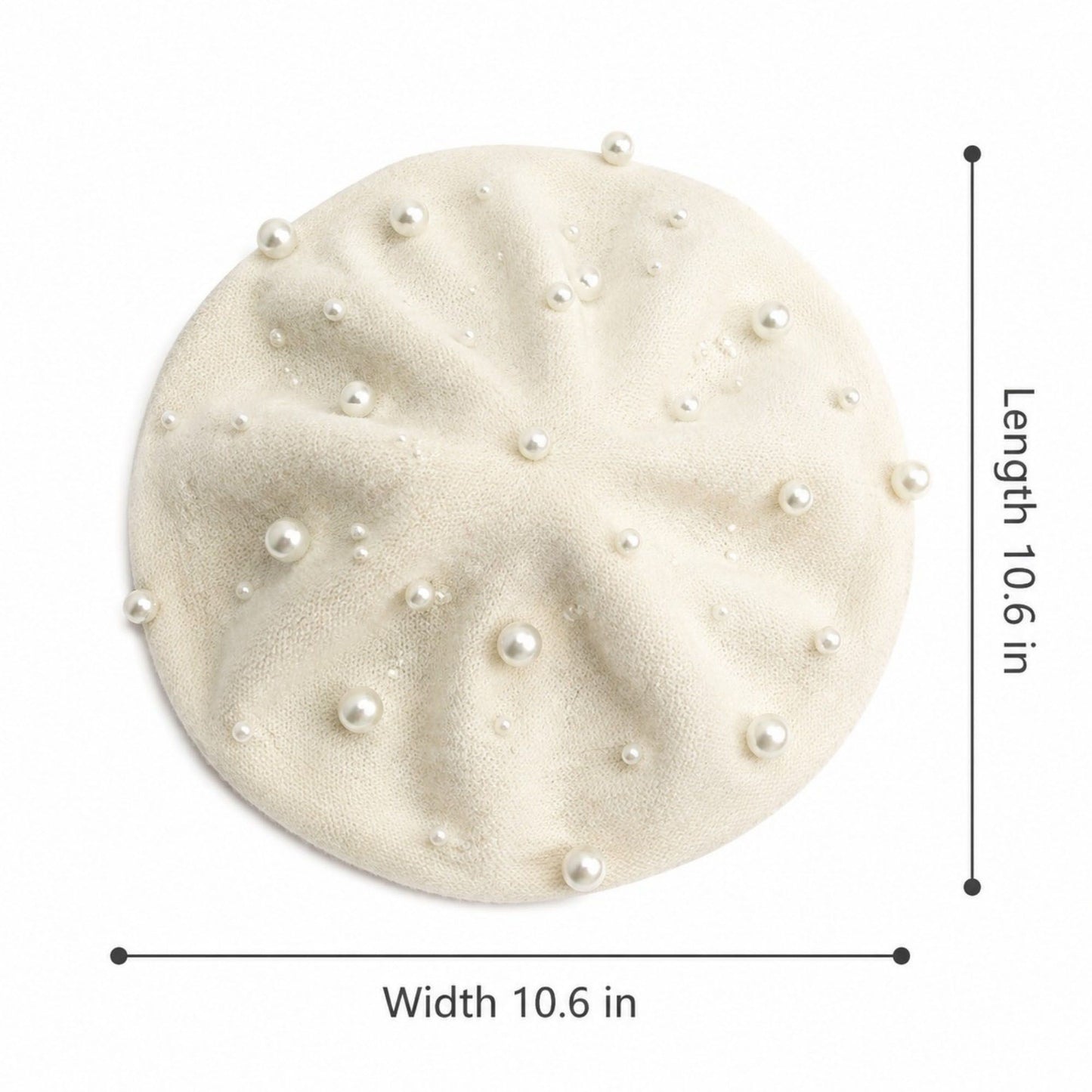 Pearl-Embellished Wool Knit Beret