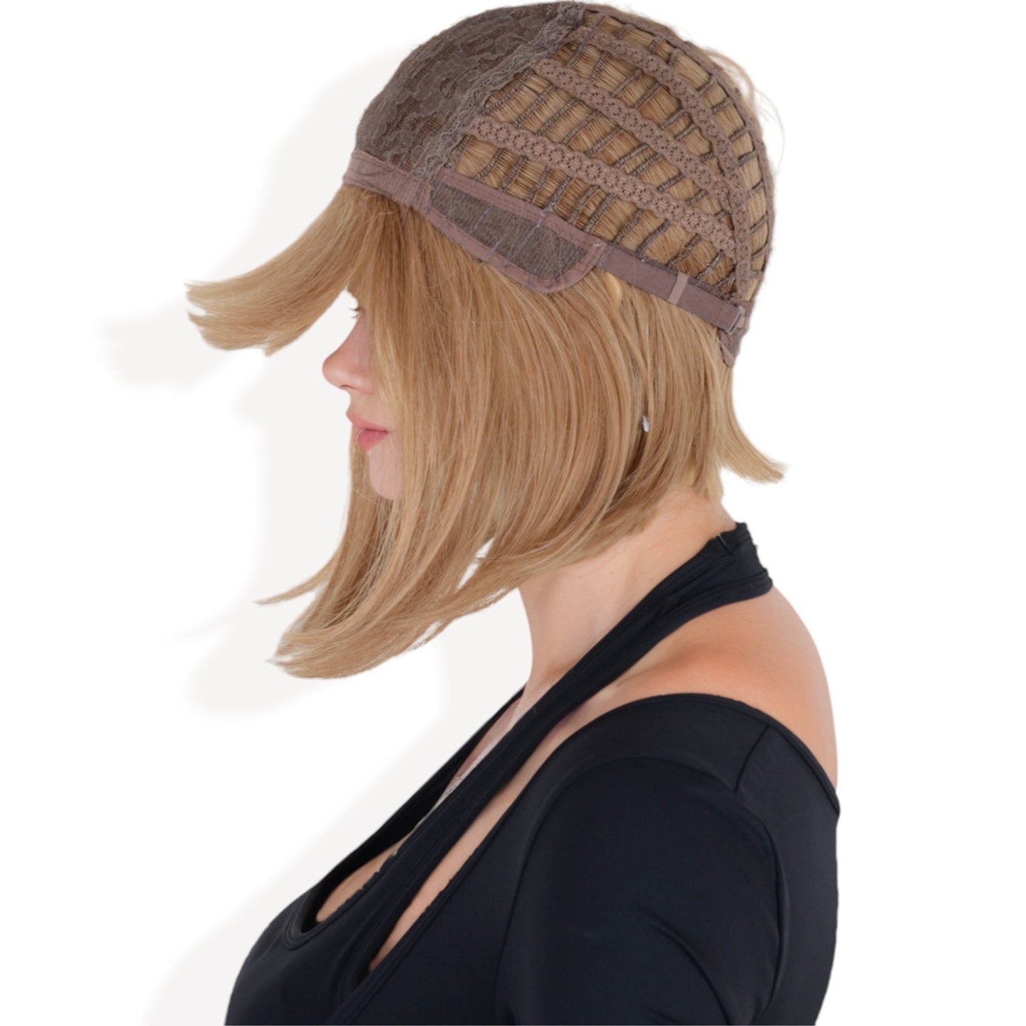 Women Ombre Brown 10inch Bob Wig with Bangs Heat Resistant Synthetic