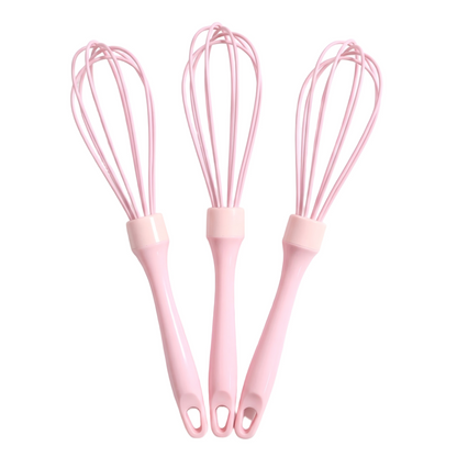 3-Piece Mini Silicone Whisk Set for Baking, Mixing and Kitchen Prep