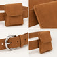 Faux Suede Waist Belt Bag with Mini Flap Pouch and Adjustable Buckle Strap