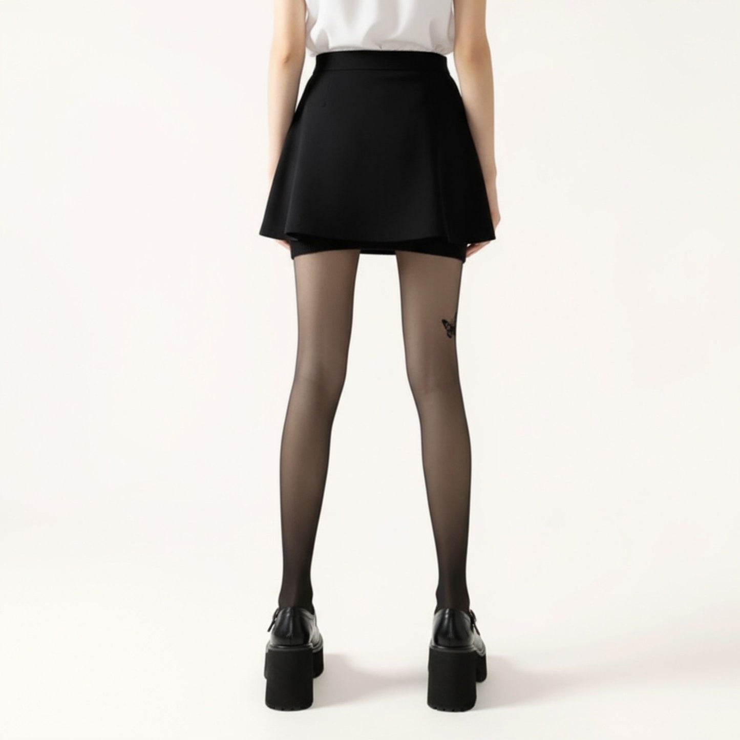 Sheer Butterfly Print Tights with Subtle Sparkle Star Accents and Stretch Fit