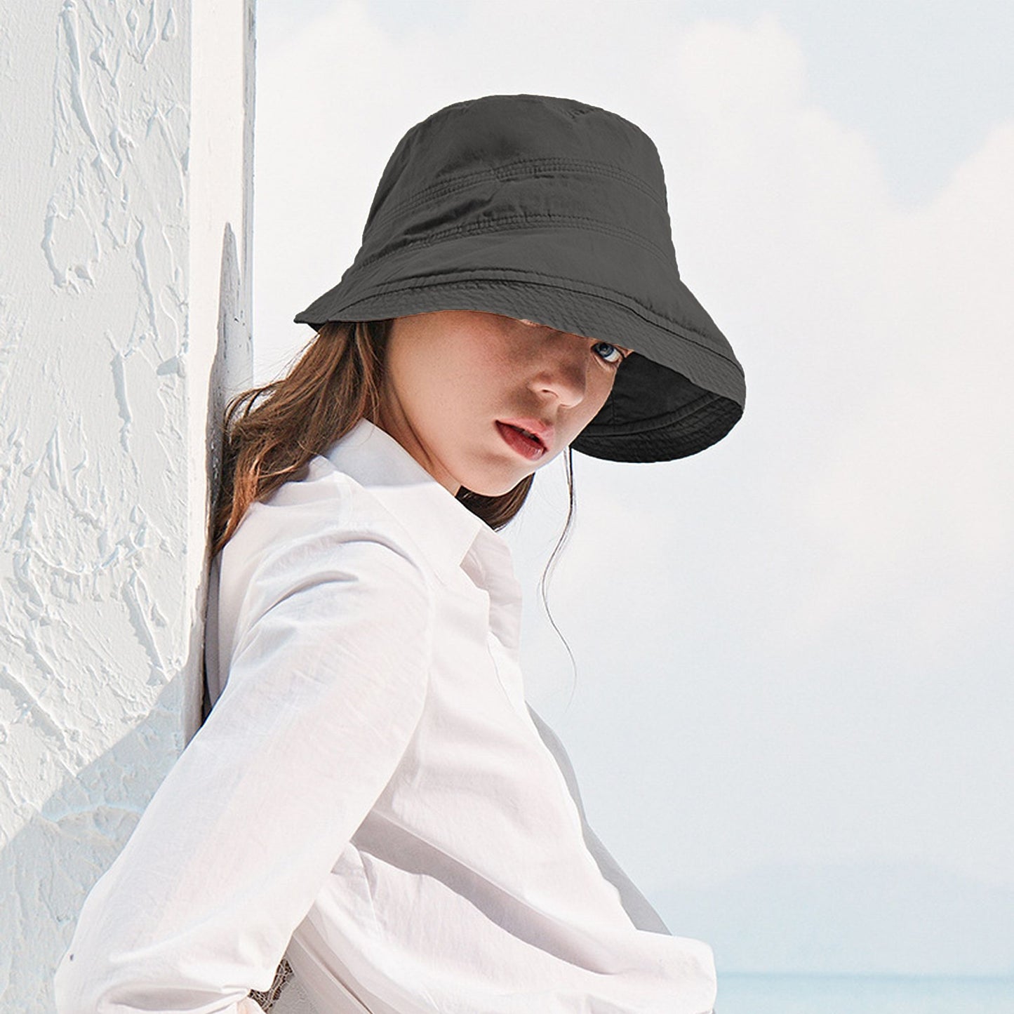 Women's Foldable Wide - Brim Bucket Sun Hat