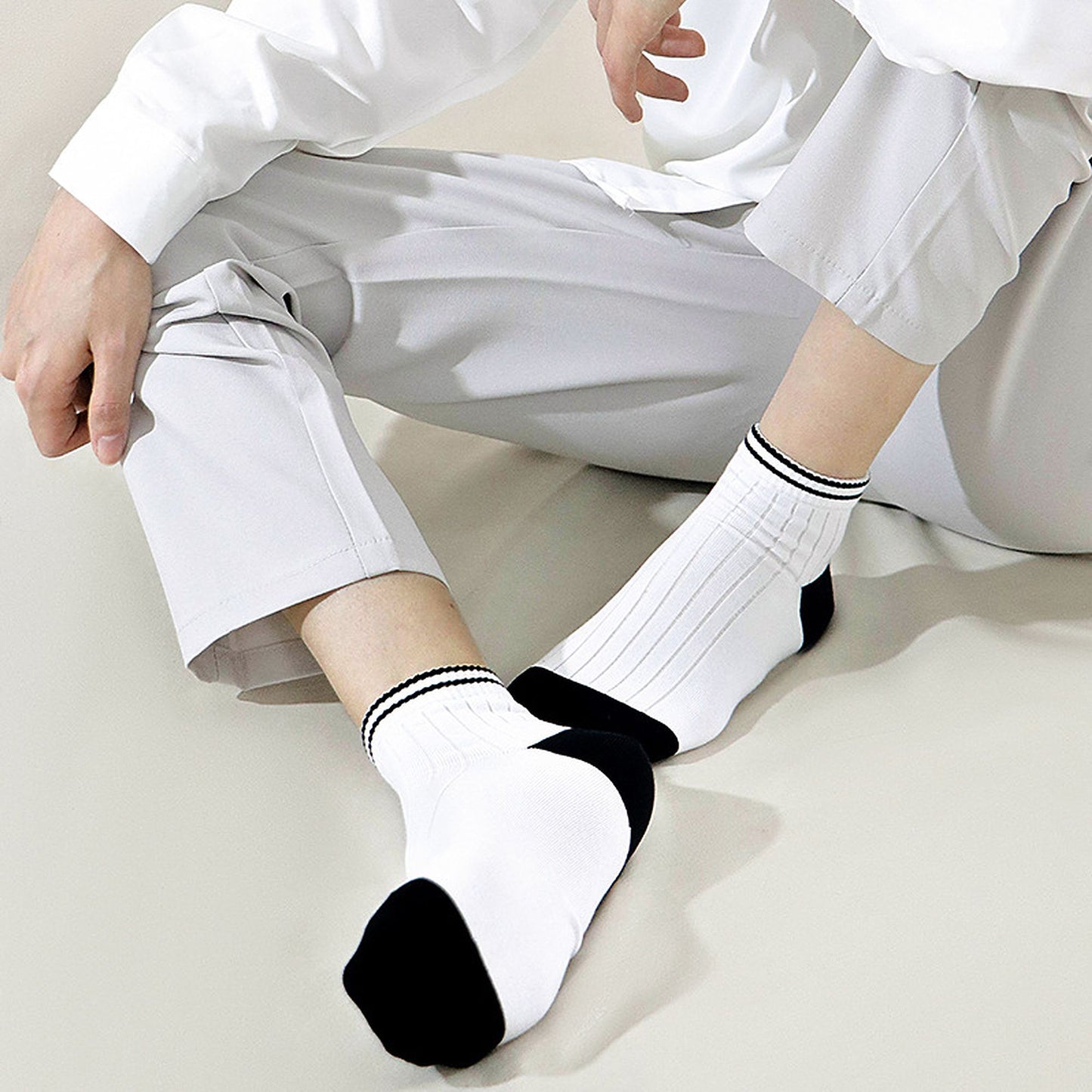 Men's 6pk Striped Casual Breathable Cotton Ankle Socks