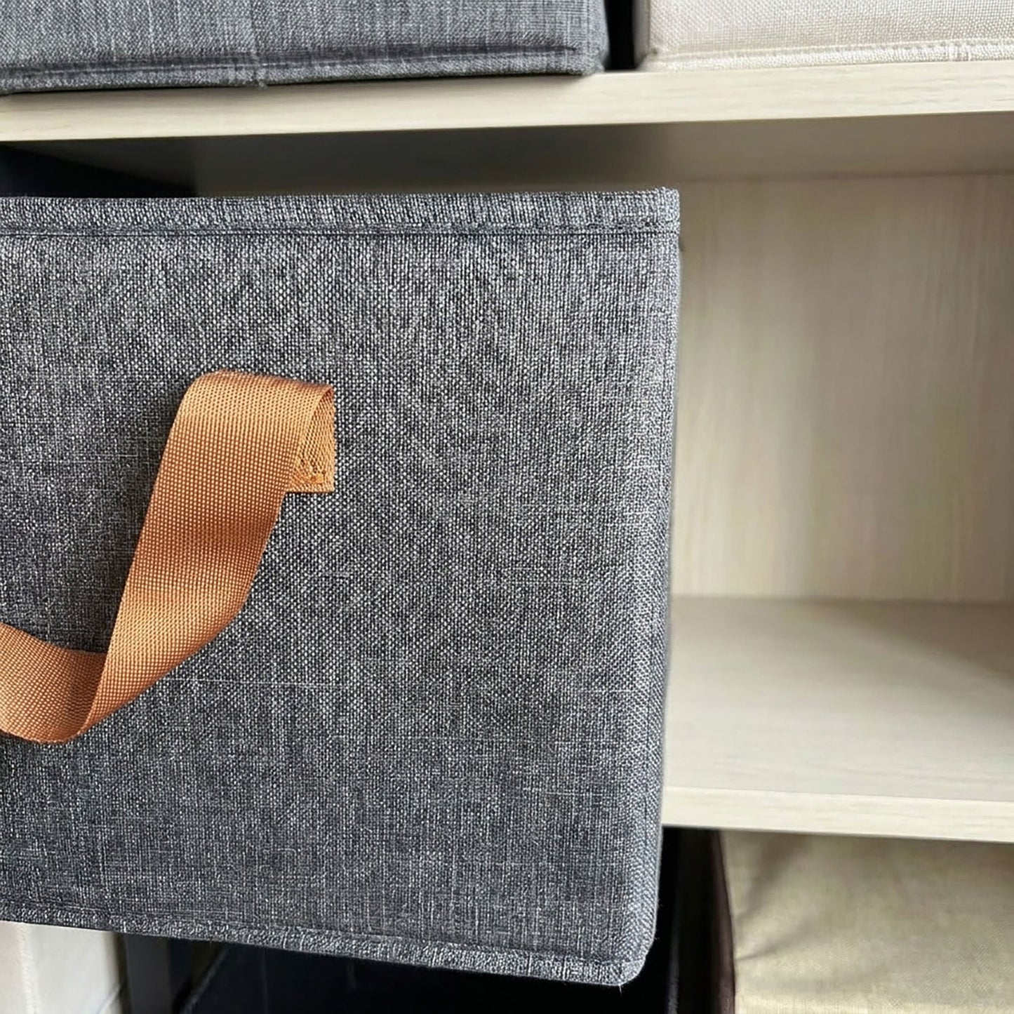 Foldable Fabric Storage Bin with Open Top and Carry Handles