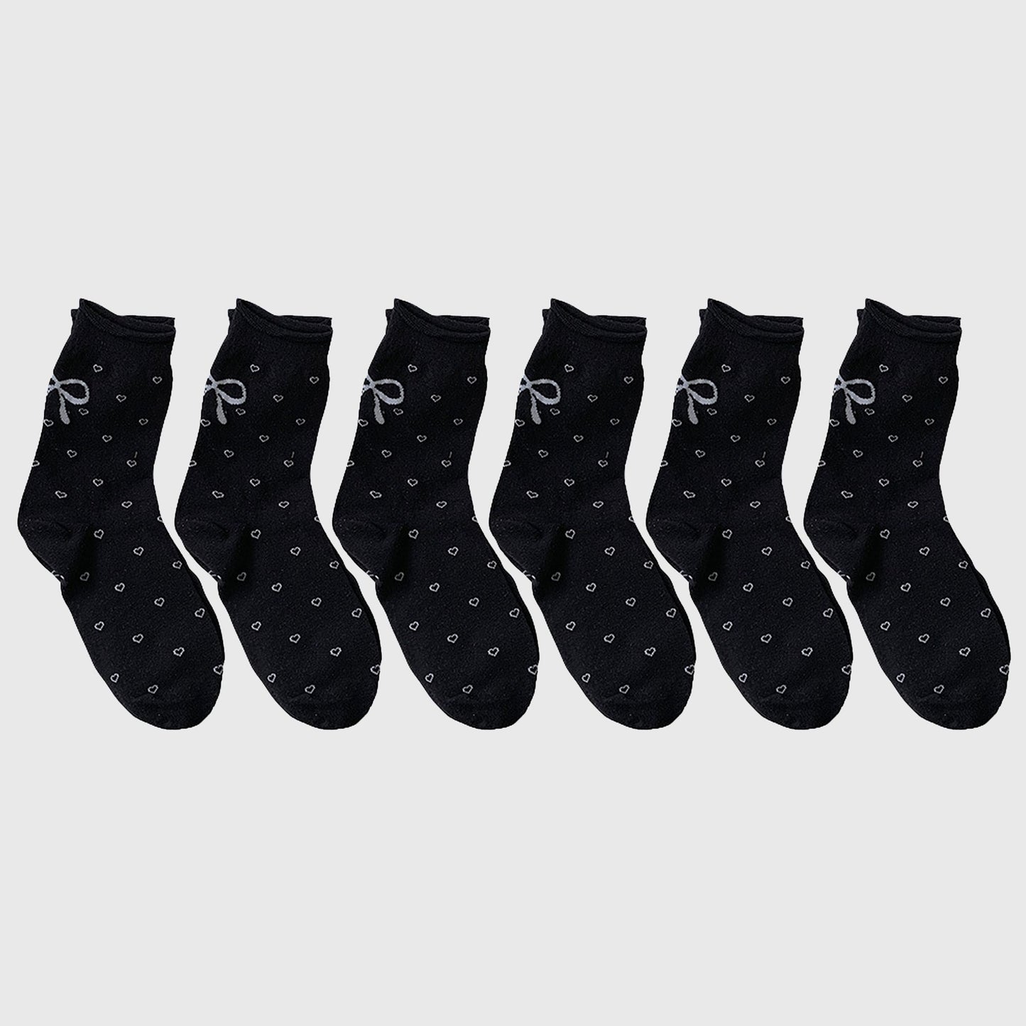 Cotton Bow - Heart Pattern Ankle Socks 6pk