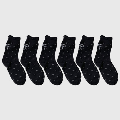 Cotton Bow - Heart Pattern Ankle Socks 6pk