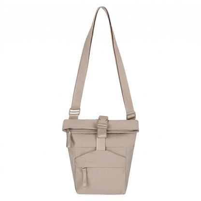 Water Resistant Nylon Crossbody Bucket Bag Adjustable Strap Multi Pocket Everyday Travel Bag