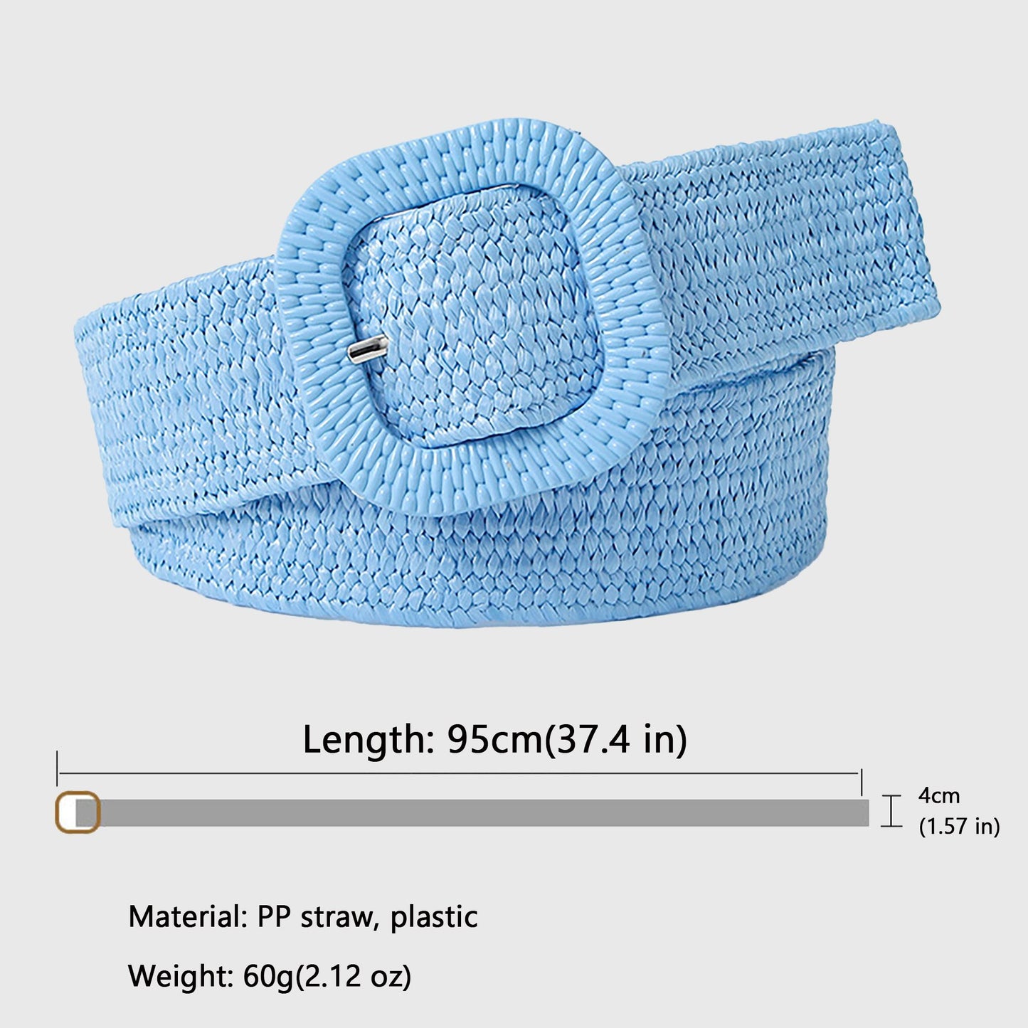 Elegant Straw Belt with Matching Woven Buckle