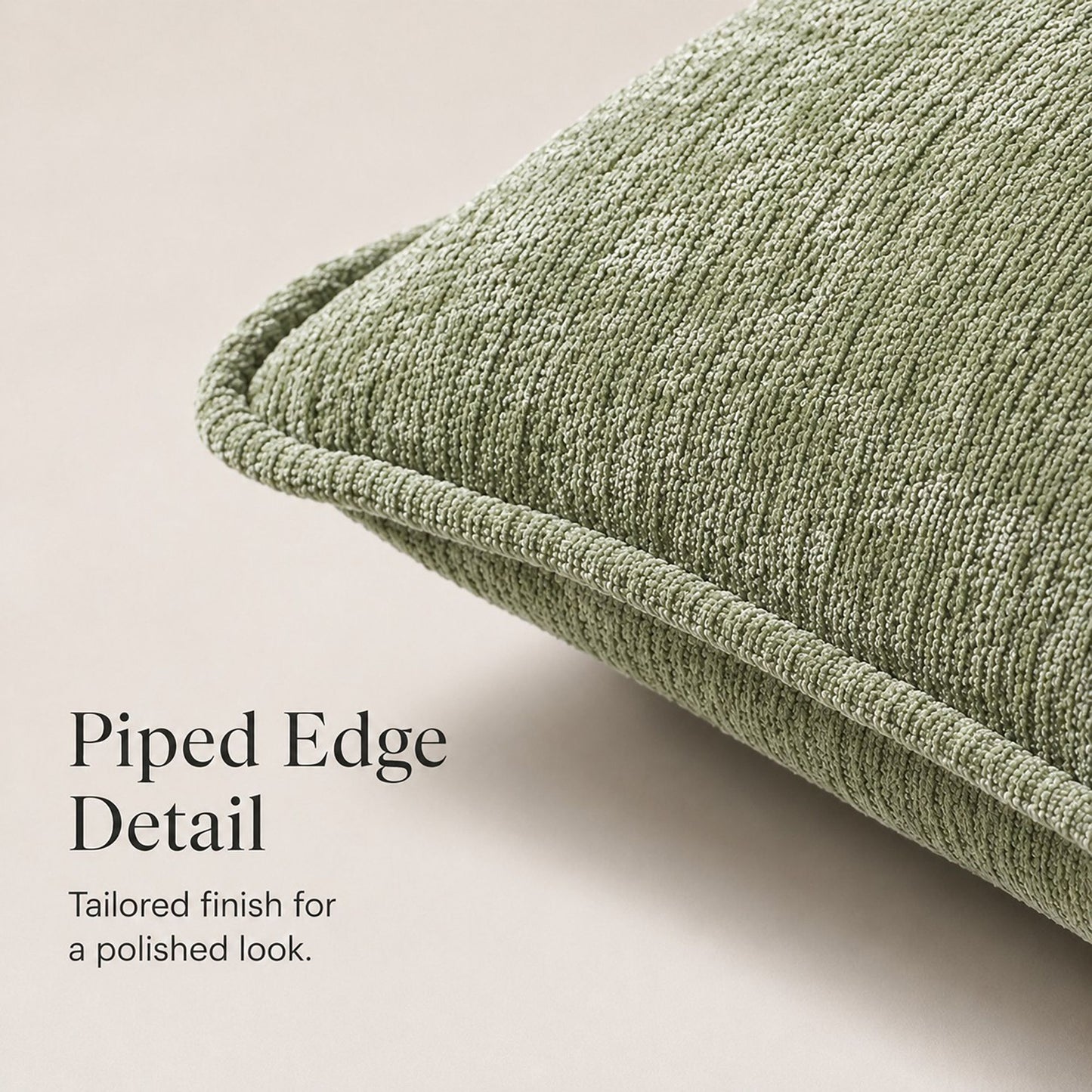 Textured Decorative Throw Pillow Cover Piped Edge Accent Cushion for Sofa Bed Chair