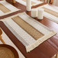 4 Set Woven Rectangular Placemats with Textured Stripes and Fringe Edges 11.8x19.5 in