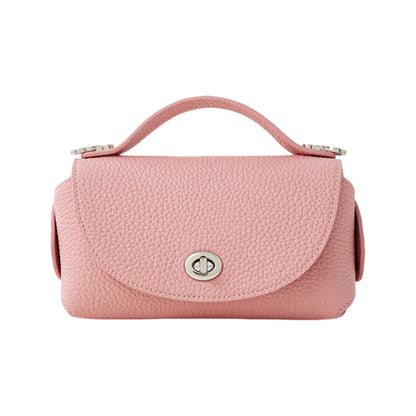 Pebbled Leather Mini Top Handle Bag with Chain Crossbody Strap and Turn Lock Closure