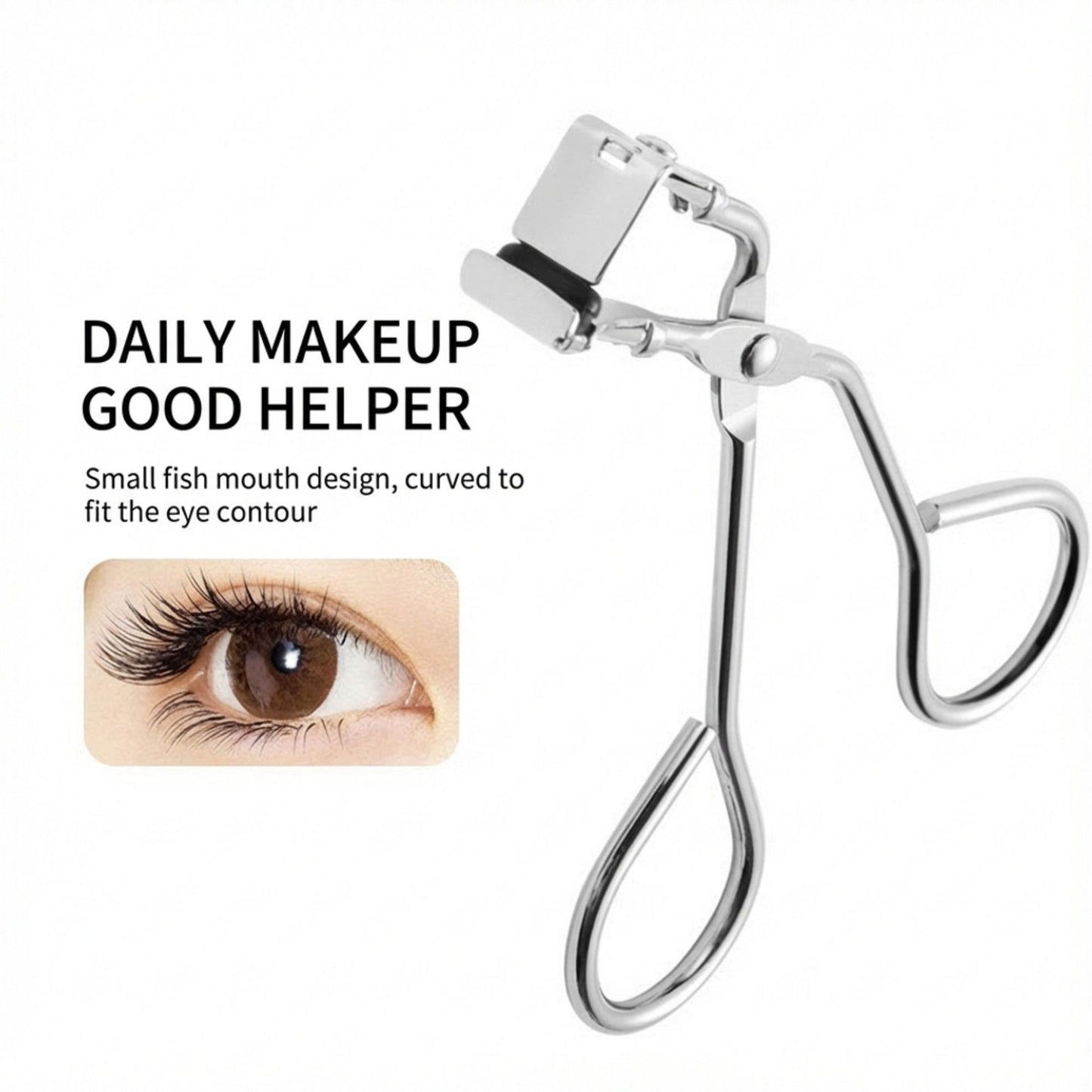 Classic Metal Eyelash Curler 2 Piece Set with Curved Lash Frame for Smooth Natural Lift