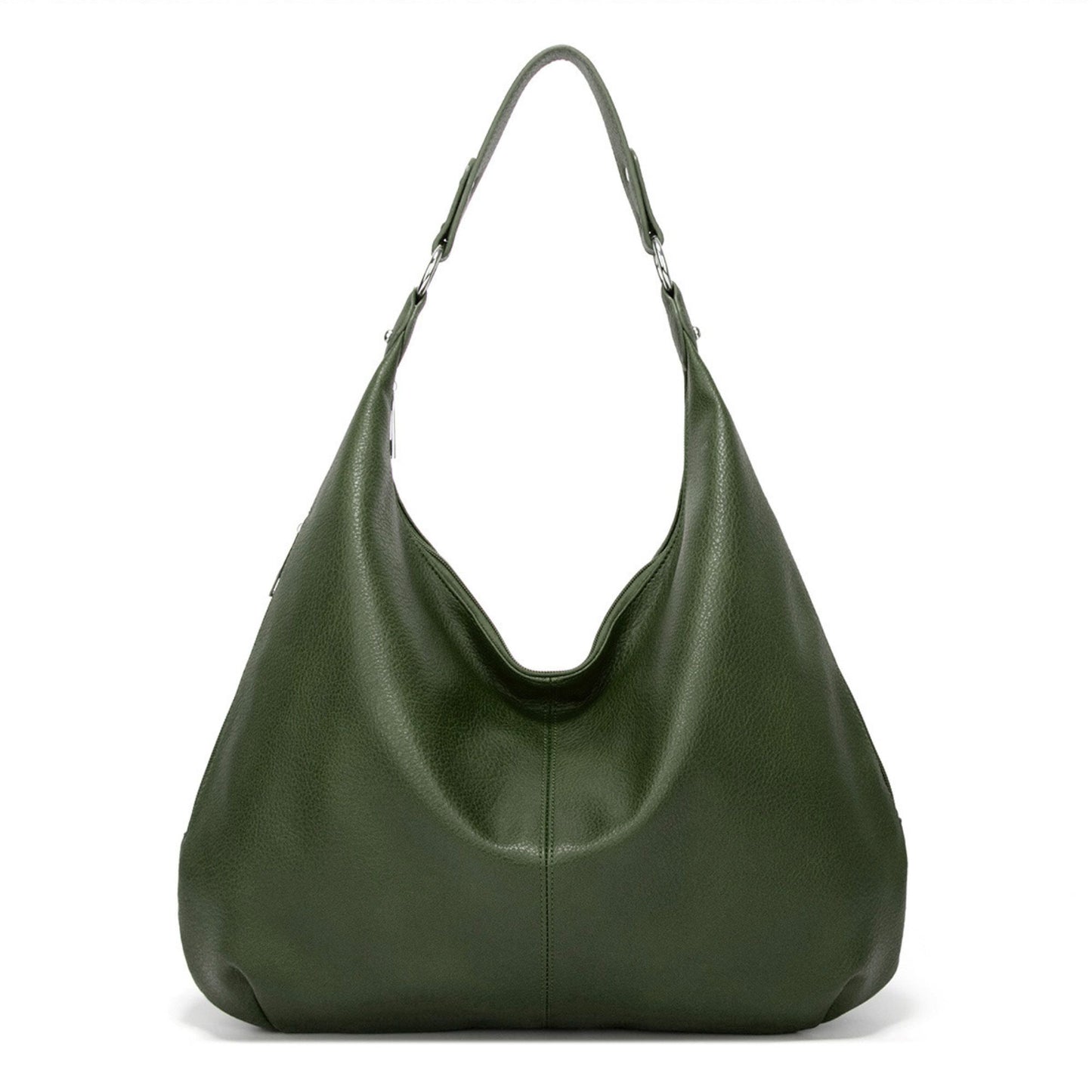 Large Slouchy Hobo Shoulder Bag with Zip Closure and Inner Pockets