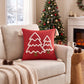 Christmas Tree Tufted Square Throw Pillow Cover with Tassels Holiday Decor