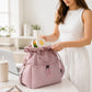 Insulated Drawstring Lunch Bag with Pockets, Top Handles and Shoulder Strap