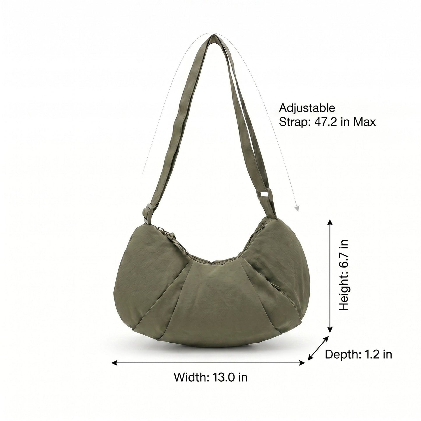 Lightweight Nylon Crescent Crossbody Bag Adjustable Strap Casual Everyday Shoulder Bag