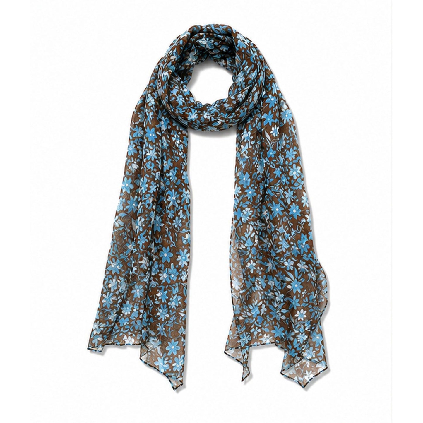 Lightweight Abstract Floral Sheer Long Scarf
