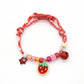 Adjustable Pet Collar with Bell Paw Charm Beaded Necklace Colorful Decorative Collar for Cats and Small Dogs