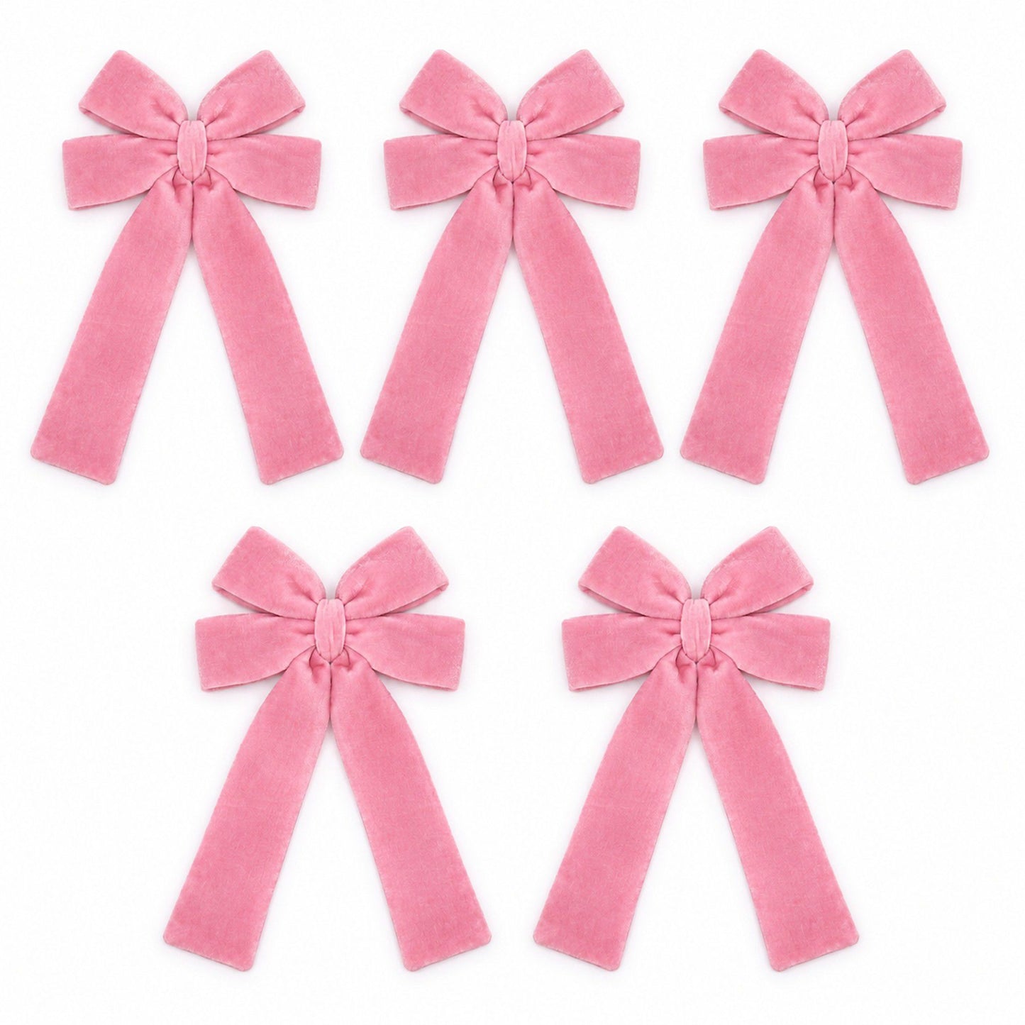 5pc Velvet Christmas Bows with Long Tails