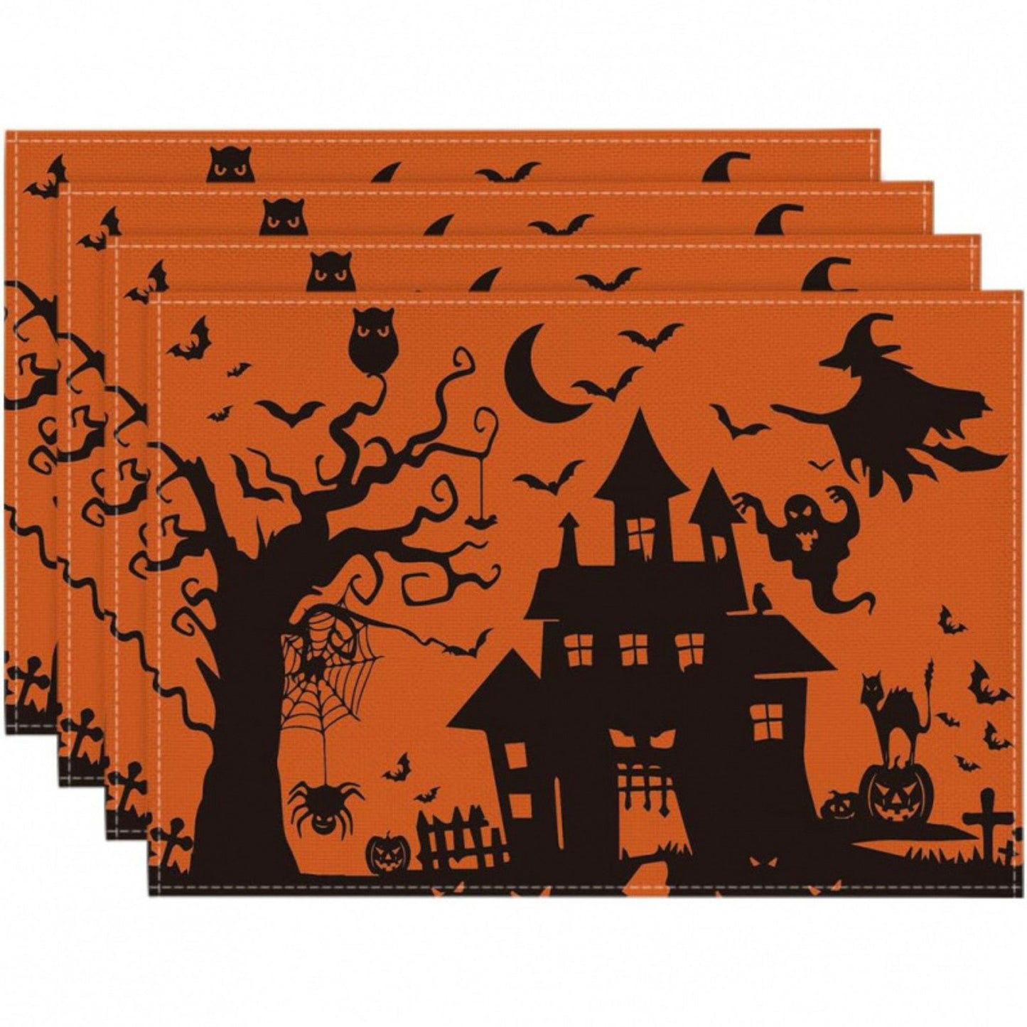 Halloween Ghost Pumpkin Skeleton Placemat Set of 4