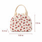 Heart Print Corduroy Insulated Lunch Bag with Handles and Zip Closure