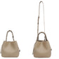 Leather Drawstring Bucket Handbag with Braided Top Handle and Adjustable Crossbody Strap