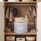 Quilted Fabric Storage Basket with Lace Trim and Bow