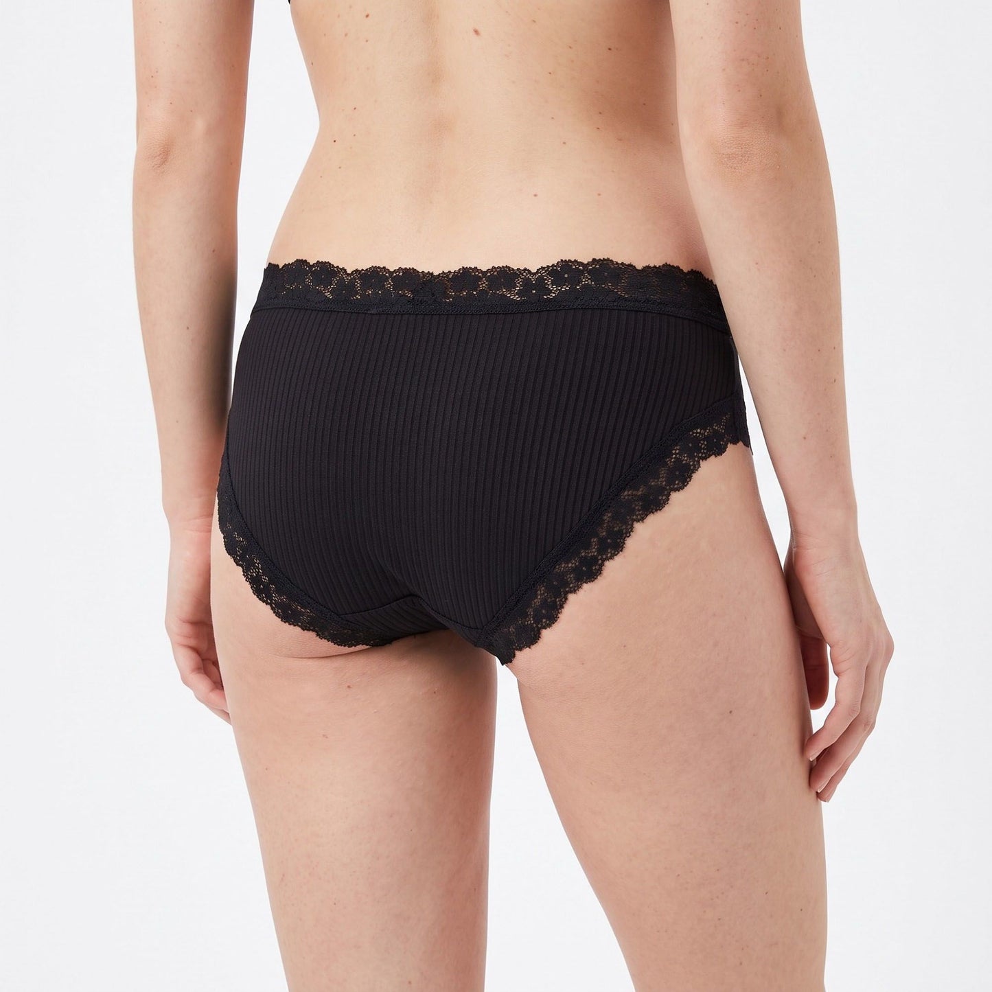 2 Pack Ribbed Floral Lace Bikini Underwear