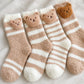 Bear Fuzzy Crew Socks 4-Pair Set US 5-10.5
