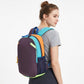 Colorblock Multi-Compartment Backpack with Padded Shoulder Straps and Dual Mesh Side Pockets