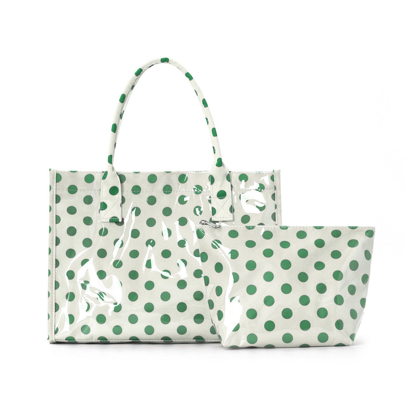 Polka Dot Tote Bag with Matching Cosmetic Pouch Set