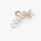 Beaded Flower Metal Hair Claw Clip with Curved Design and Textured Accents