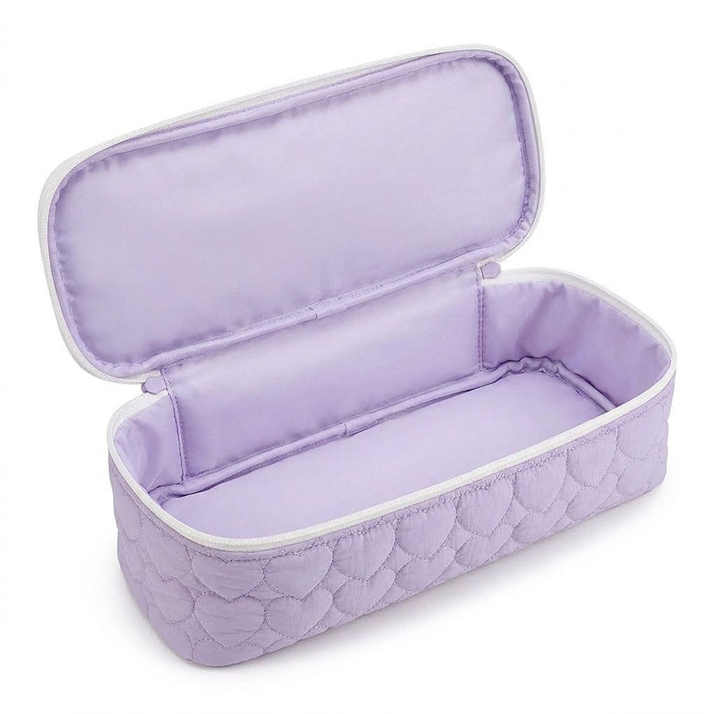 Heart Quilted Travel Makeup Bag with Carry Handle