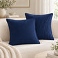 2 Pack Soft Ribbed Corduroy Throw Pillow Covers 18 x 18 Inch Solid Color