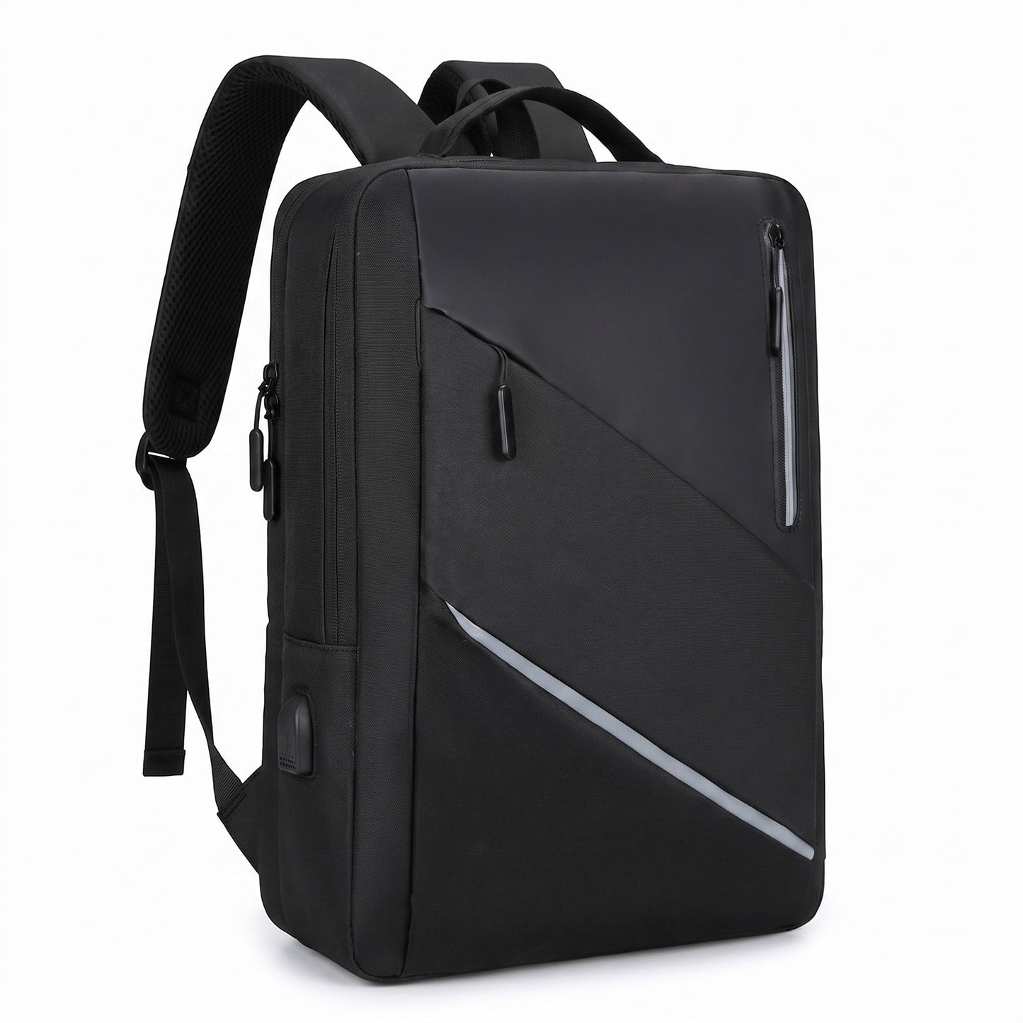 Laptop Backpack with Padded Compartment Reflective Trim USB Port and Multiple Storage Pockets