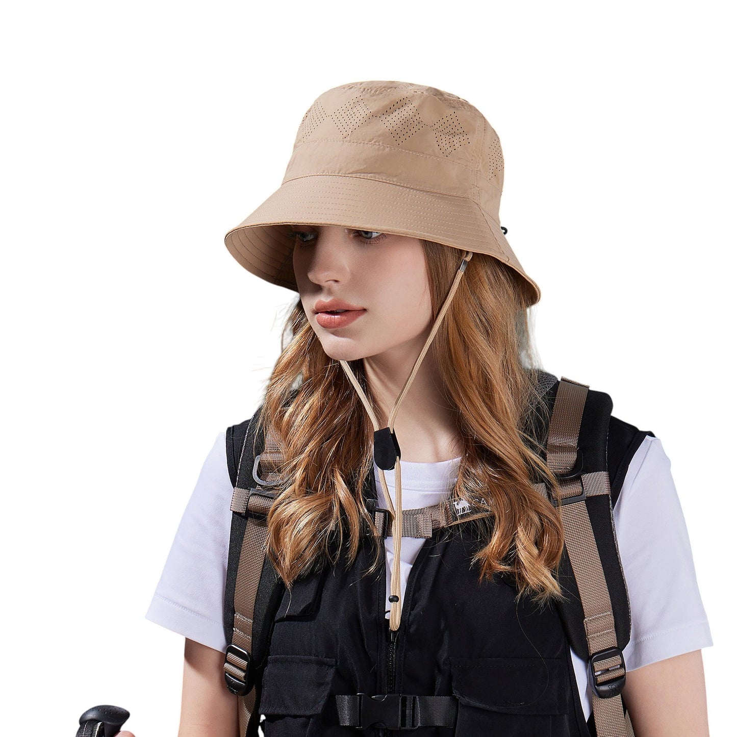 Lightweight Packable Bucket Hat with Ventilated Crown Chin Strap and Adjustable Fit for Travel Hiking and Outdoor Use