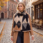 Argyle Bow Print Oversized Scarf Soft Wrap Shawl with Fringe Edge 70.8*25.6 Inches
