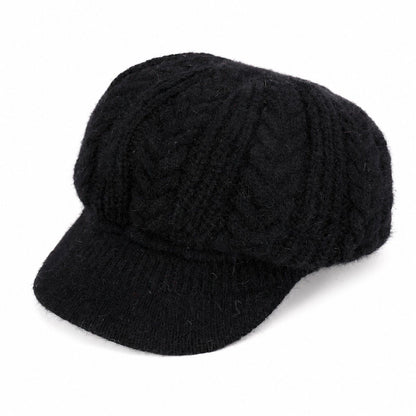 Cable Knit Brim Beanie Faux Fur Lined Warm Winter Hat