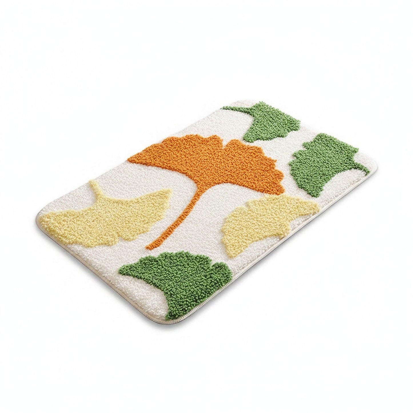 Tufted Floor Mat with Leaf Pattern Non Slip Backing Soft Plush Decorative Indoor Entryway Bathroom Rug