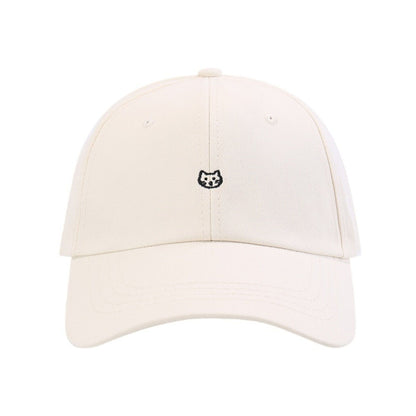 Embroidered Cat Face Baseball Cap with Curved Brim and Adjustable Strap